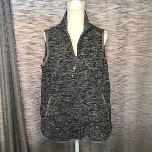 WOMAN WITHIN GRAY ZIP UP COZY VEST